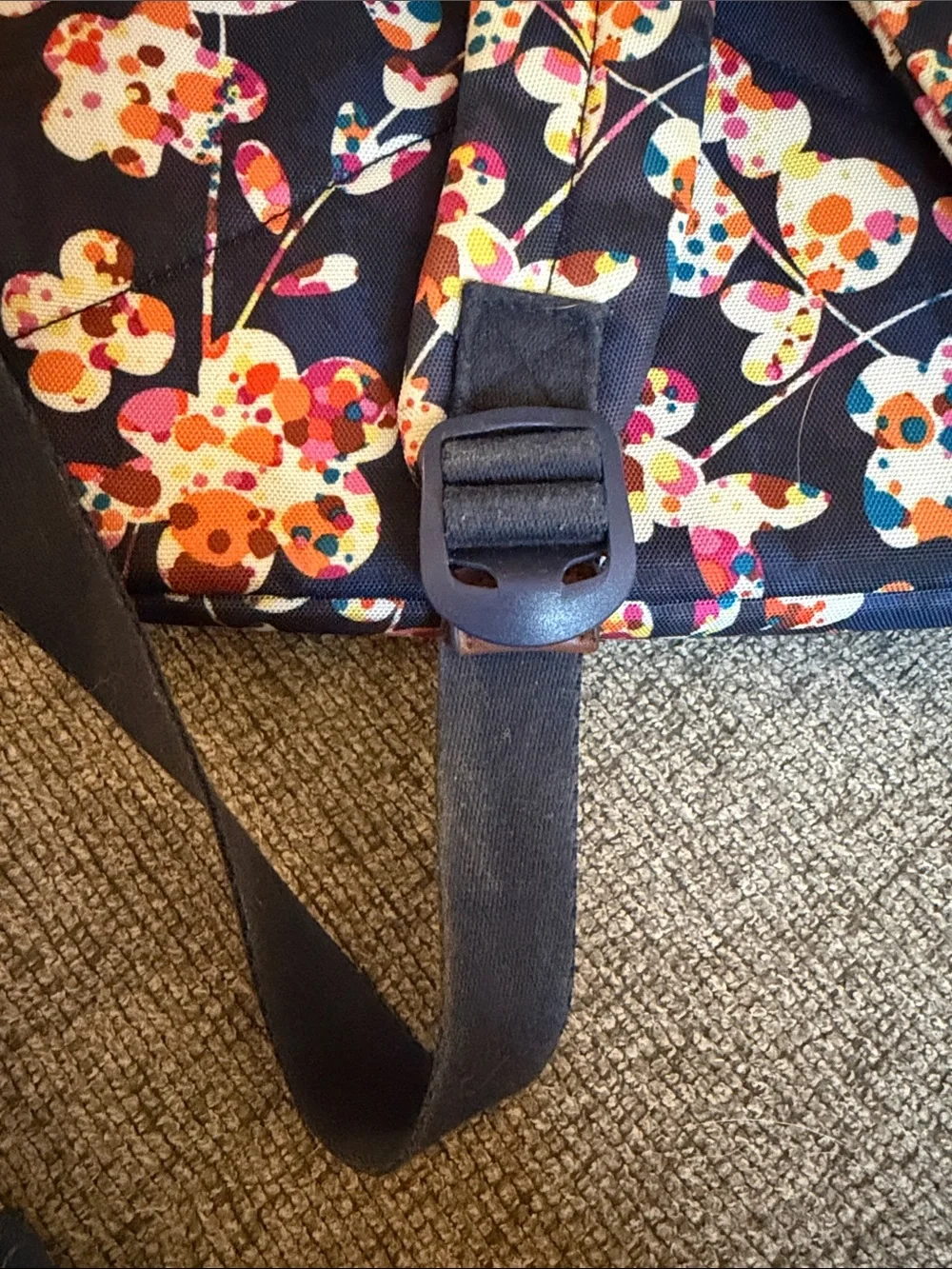 Vera Bradley Navy Recycled Floral Backpack with Multicolor Accents